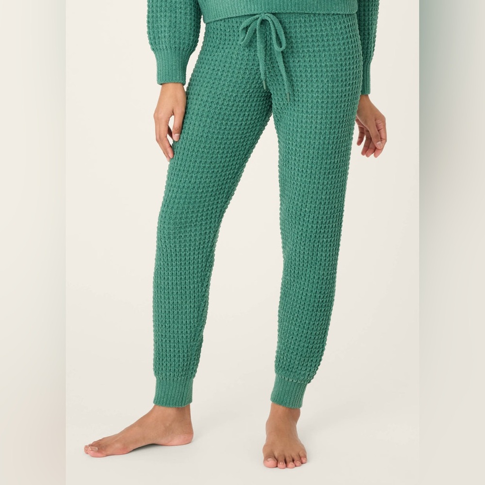 NWT PJ Salvage Chenille Waffle Forest Banded Pants Green Jogger Size XS Women's